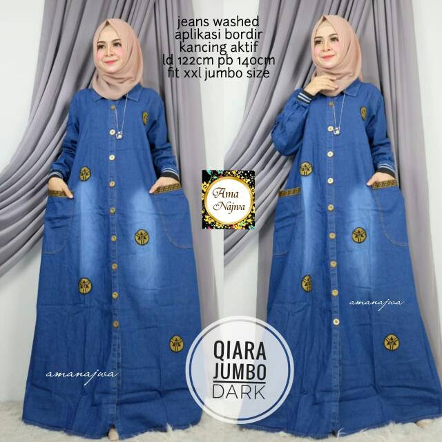GAMIS JEANS QIARA JUMBO DARK BY AMA NAJWA