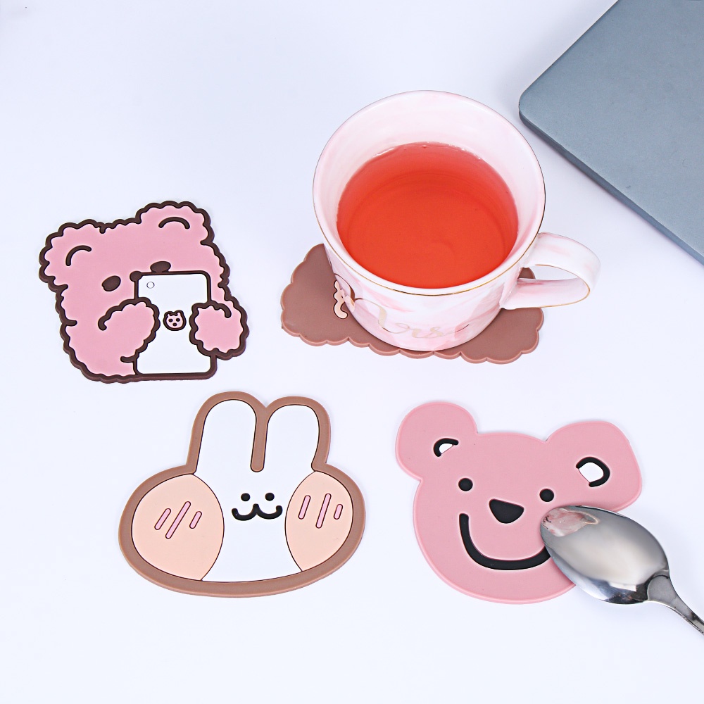 SUYOU New Animal Heat Insulation Mat Cartoon Bowl Pad Non-slip Coasters Insulation Cute Family Office Table Padding Placemat Tea Cup Milk Mug Coffee Cup Cup Mats