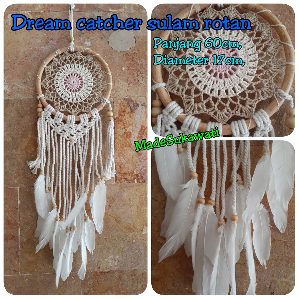 Dream catcher sulam rotan diameter 17cm panjang 60cm