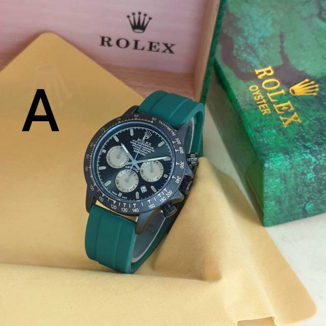 JAM TANGAN PRIA ROLEX CHRONO AKTIF TGL AKTIF RUBBER SEMI SUPER