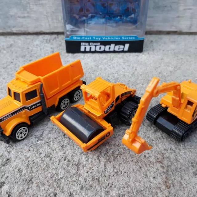 diecast set kendaraan kontruksi - mainan miniatur truk anak edukatif