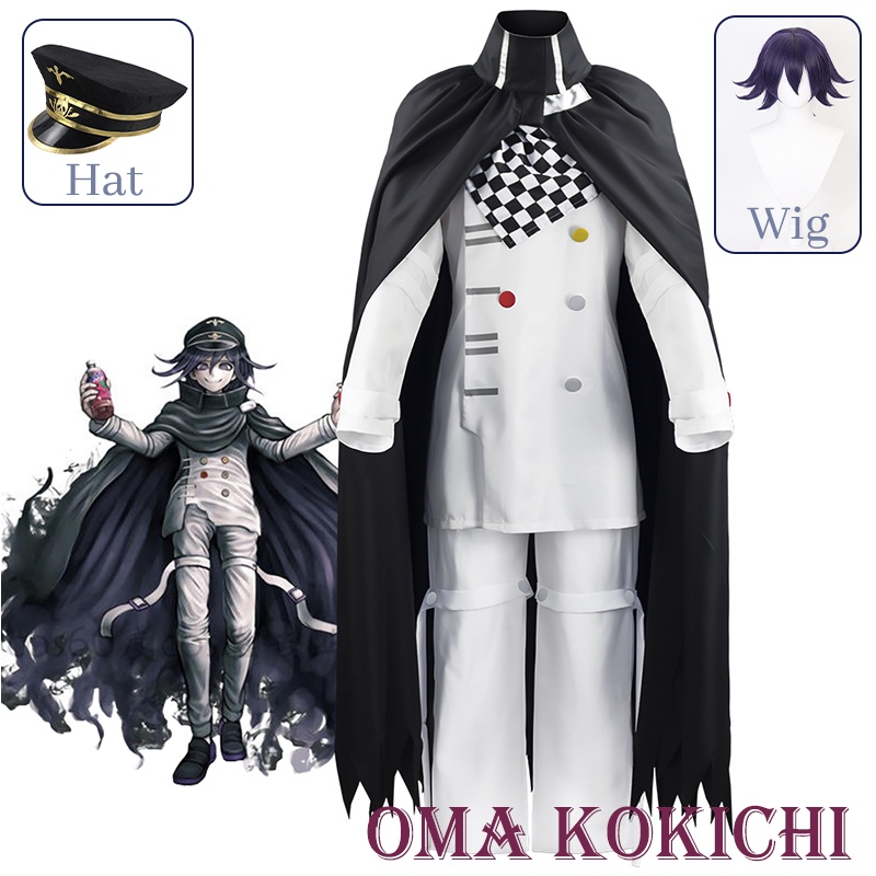 Danganronpa Oma Kokichi Cosplay Costume Uniform Wig Hat Anime Halloween Costumes for Men Clothes