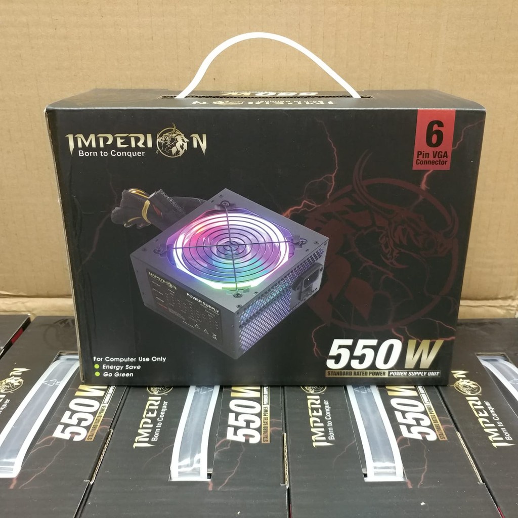 PSU Imperion 550w LED RGB 6 PIN Power Supply Gaming PSU ATX 550 Watt