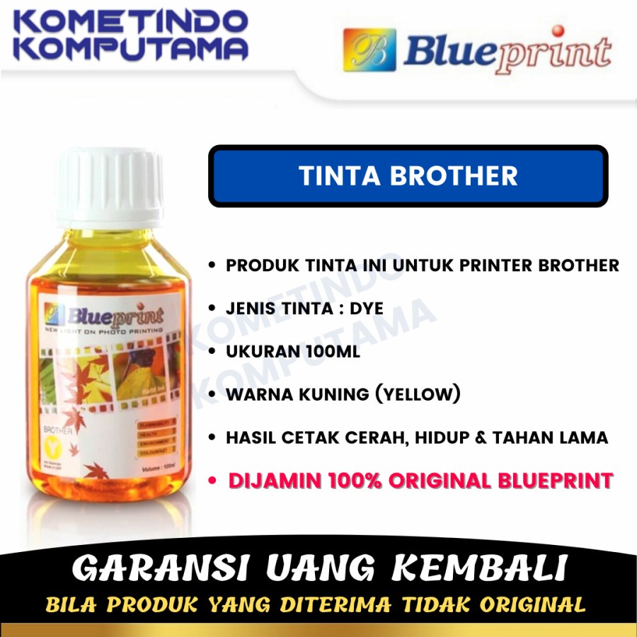 KUNING Tinta Brother BLUEPRINT Refill for Printer Brother 100ml Yellow - Kuning