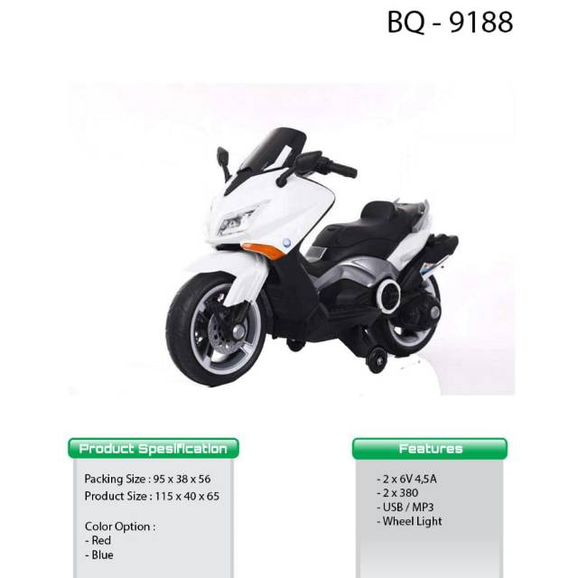 MOTOR AKI GP BQ 9188~MOTOR AKI ANAK BEBAN BISA 60KG~MAINAN MOTOR AKI ANAK