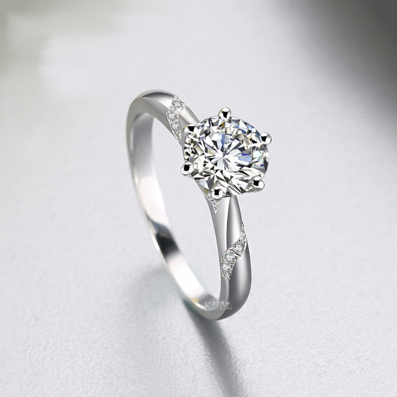 Cincin Platinum Moissanite Gaya Klasik Untuk Wanita