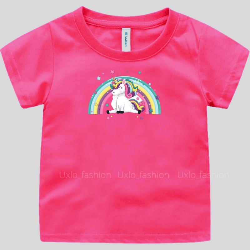 BAJU KAOS ANAK PEREMPUAN MURAH MOTIF UNICORN KUDA PONY LUCU UMUR 2 3 4 5 6 7 8 9 TAHUN SIZE S M L XL UXLO FASHION