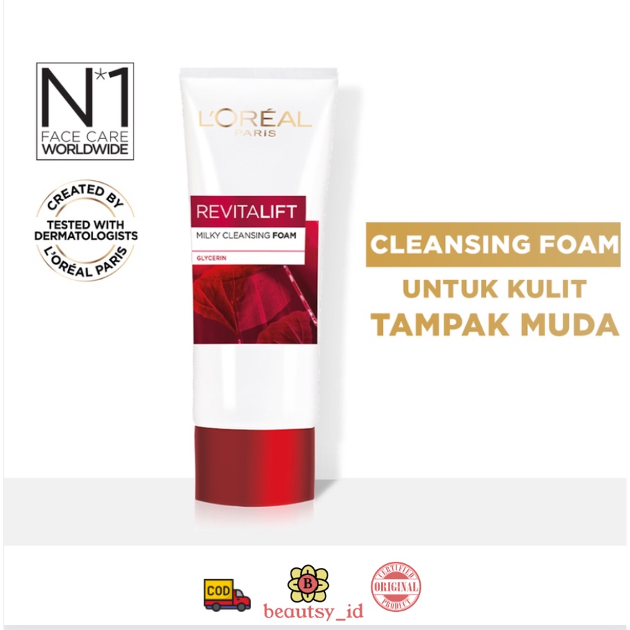 Loreal Revitalift Milky Cleansing Foam Cleanser 100 ml Glycerin Facial Wash - Sabun Cuci Muka l’oreal COD