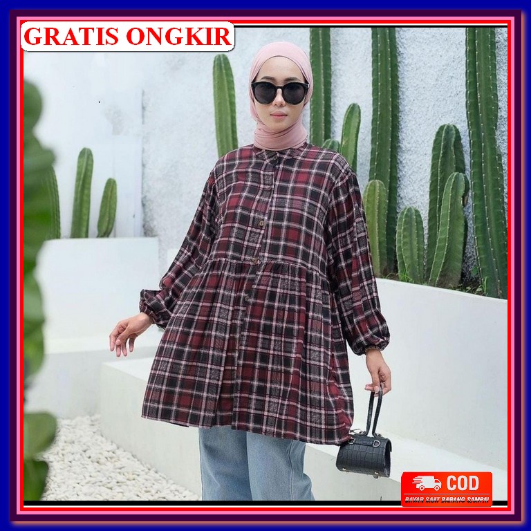 Hinata Tunik  By Auni Tunik Wanita Murah Kekinian Terbaru 2021 Korea Style Fashion Muslim Mocca,N Te