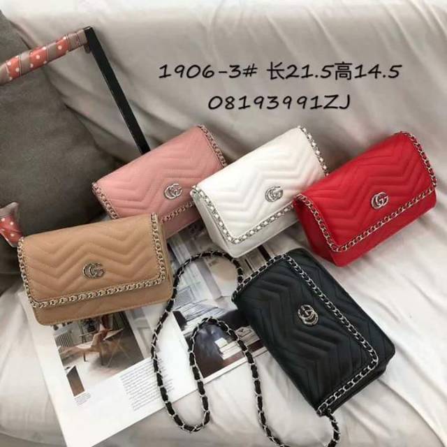 Tas Gucci Import/ Tas Cewek Kekinian / Salempang Wanita / Tas Kulit Embos