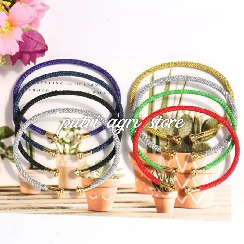 Gelang Tali Kawat Pandora Gold Titanium