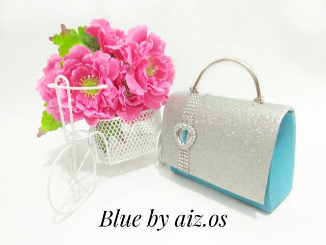 Tas pesta LELLY tas tangan ukuran 18×7×13cm  warna dark blue tosca peach violet blue gold silver dll