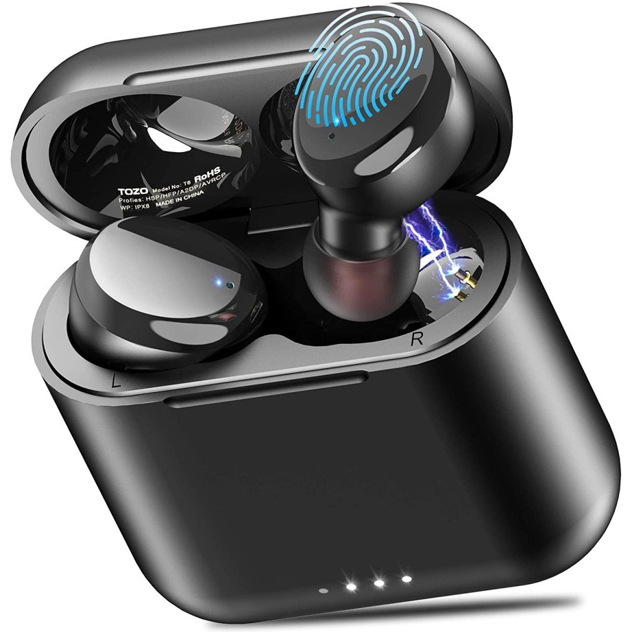 TOZO T6 True Wireless Earbuds Bluetooth Headphones Touch Control with Wireless Charging Case IPX8