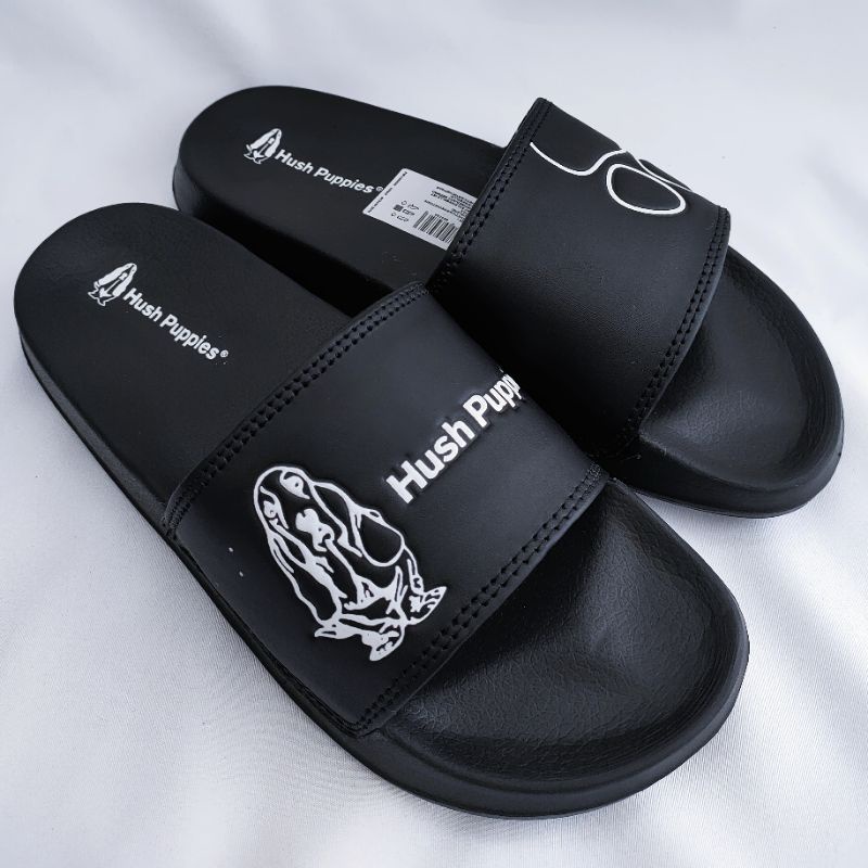 Sendal Hush Puppies Sandal Slop Hush puppies ori Sendal Hush puppies wanita sendal Hush Puppies original premium-Hitam putih