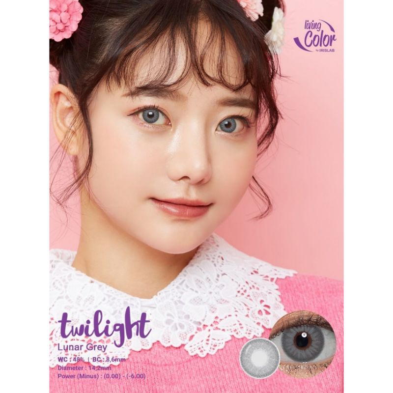 Softlens LIVING COLOR TWILIGHT 14.2 MM LUNAR GREY MINUS -0.50 S.D -6.00 by IRISLAB