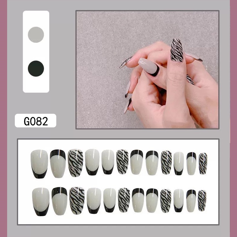 3D Kuku Palsu 24pcs/(FREE LEM)Set DIY Instant Nail Art Fake Nails Bridal Wedding Akrilik/24 pcs Kuku Palsu 3D / Stiker Kuku Palsu / Kuku Palsu Premium With Box/ Pemoles Kuku-G082