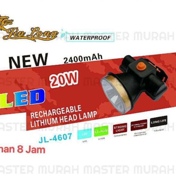HOT JL-4607 Senter Kepala 20watt Bisa Charge 20 Watt Head Lamp Headlamp Cahaya Kuning & Putih CFD1
