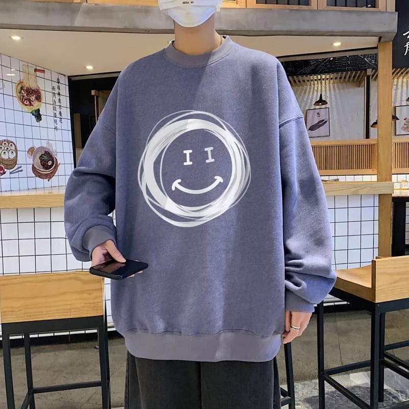 CREWNECK SWEATER UNISEX SMILE ON KPOP EMOJI - ATASAN KOREA TERLARIS