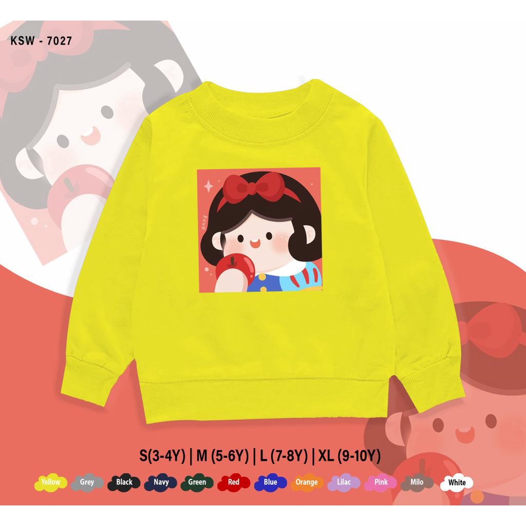 SWEATER UNTUK ANAK/ SNOW WHITE PIPI CHUBBY / 1-10 TAHUN / SWEATER KIDS / BAHAN FLEECE PREMIUM / ADEM / UNISEX / REAL PICTURE / BEST SELLER