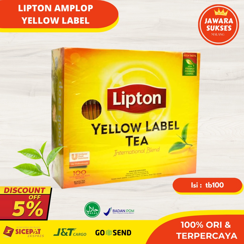 

Lipton Yellow Label 100 Tea Bag Envelope / Teh Celup Lipton Amplop / Teh Hitam - 1 Box 100 pcs