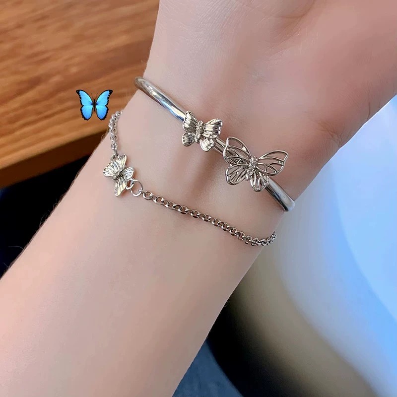 Gelang Rantai Butterfly Model Lapis Ganda Untuk Wanita