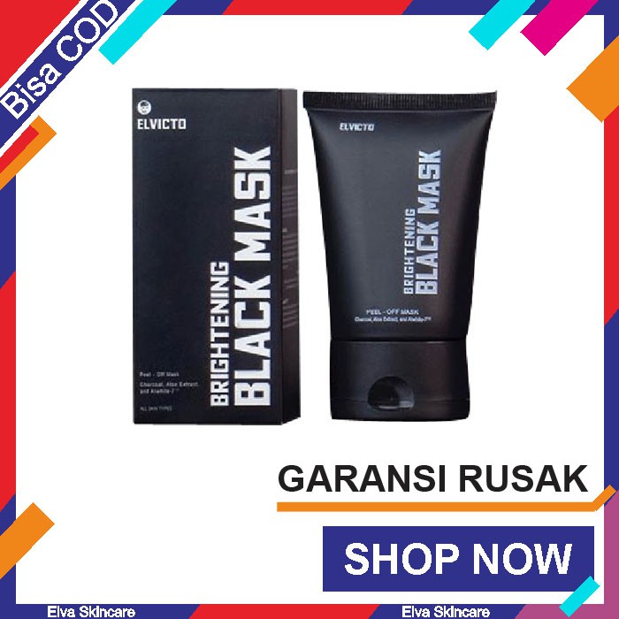 L04 Masker Wajah Pria Elvicto Brightening Black Mask Pemutih Obat Jerawat Flex Komedo Skincare ORI