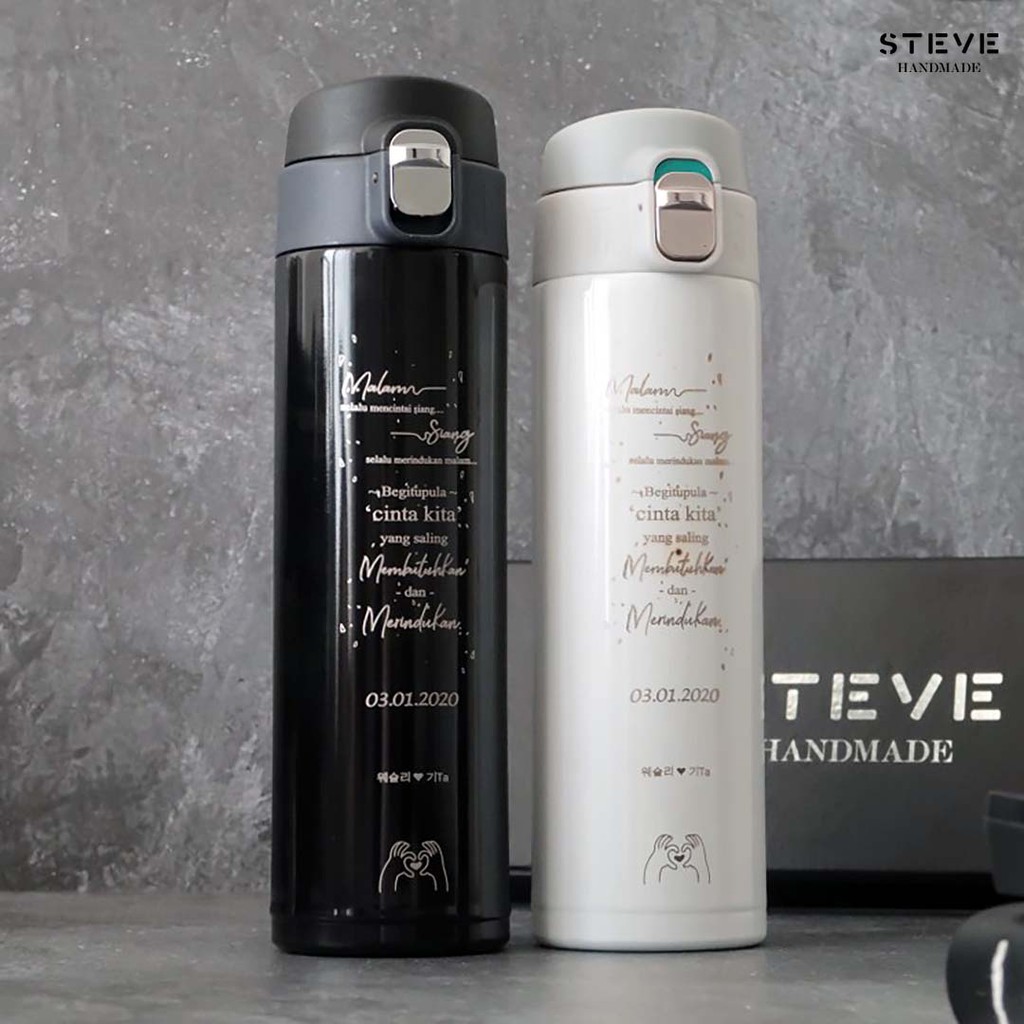 Botol minum stainless termos vacuum tumbler travel mug TM0389 White