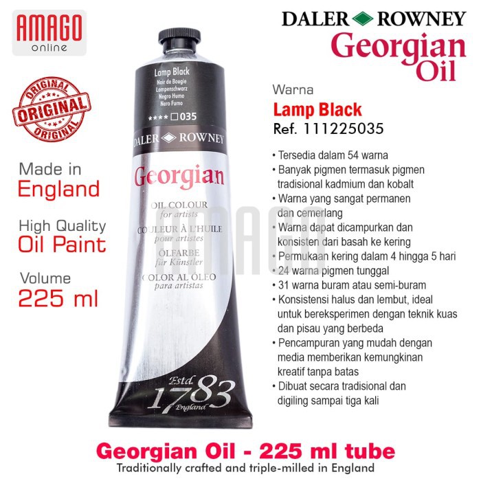 DALER-ROWNEY - GEORGIAN OIL PAINT 225 ml - LAMP BLACK - 111225035