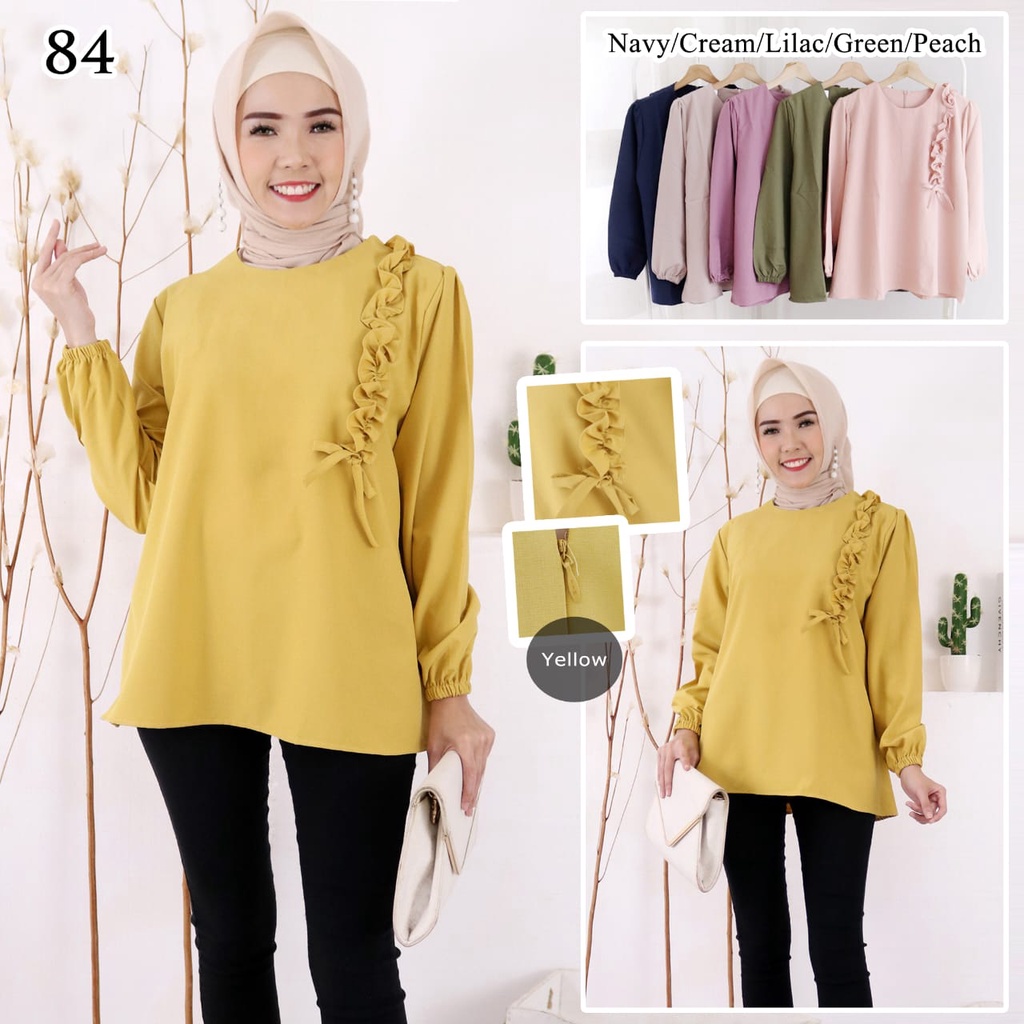 Atasan wanita B-59 blouse kemeja luvaline bahan crepe premium pake bross