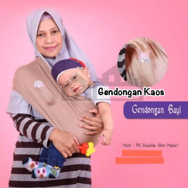 Bundara.id Ge-956 Size L Gendongan bayi anti ribet 2in1 Geos instant + kantong Gendongan kaos