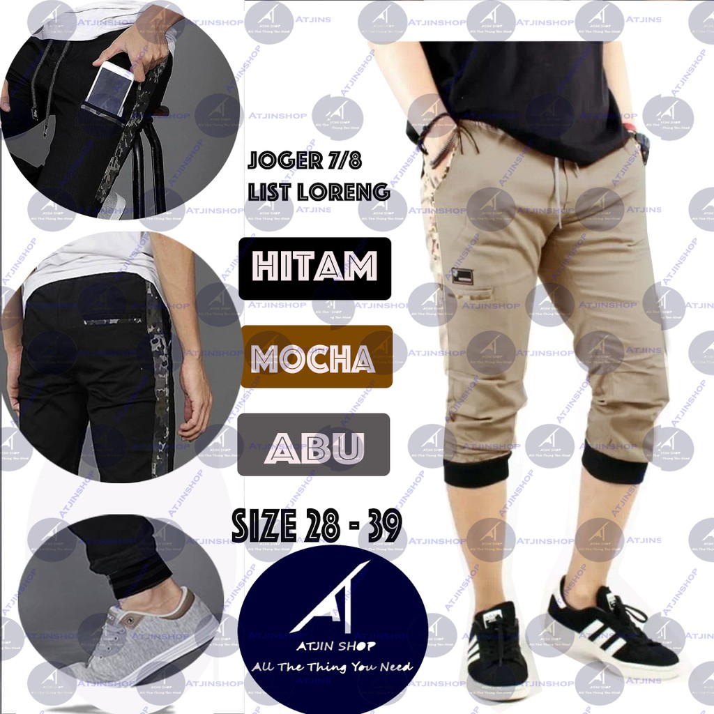 Atjin- Celana Joger PENDEK 3/4  Pria List Army Tactical Camouflage Pria Slim Fit [ READY 4 warna ]