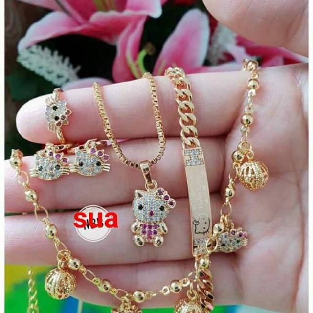 Xuping set perhiasan anak lapis emas 24k