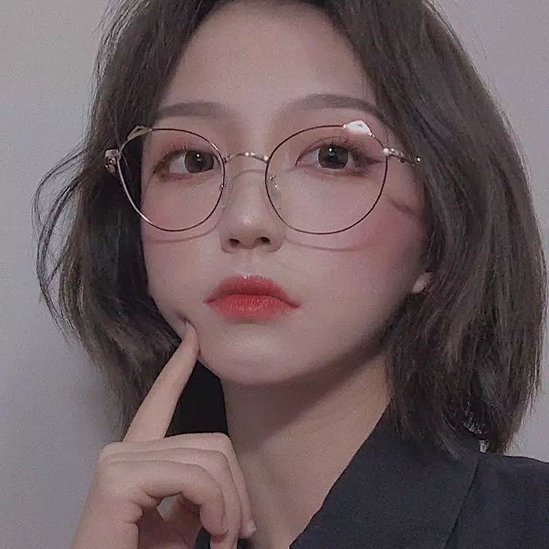 Kacamata Korea Frame Oval Lensa Bening Korean Fashion Sunglasses