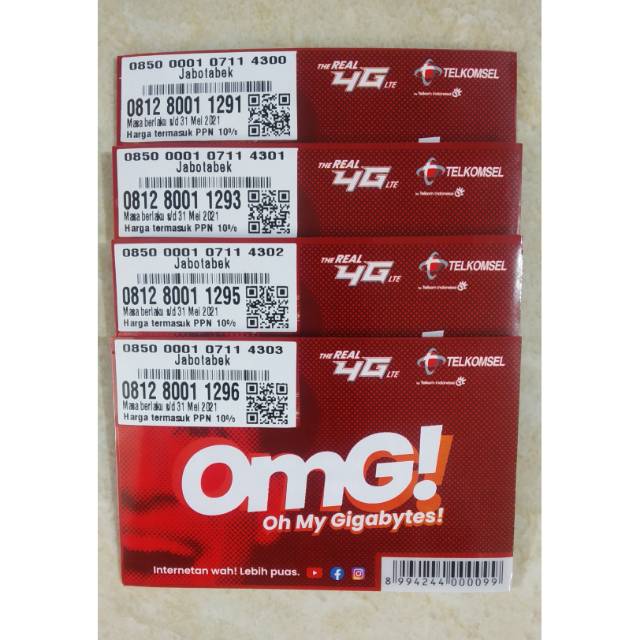 NOMOR CANTIK TELKOMSEL/SIMPATI OMG 4G LTE SERI 0812-800-11-XXX