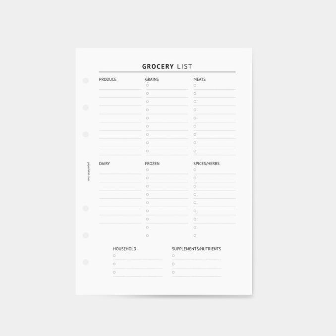 

A5 - Grocery List Binder Inserts