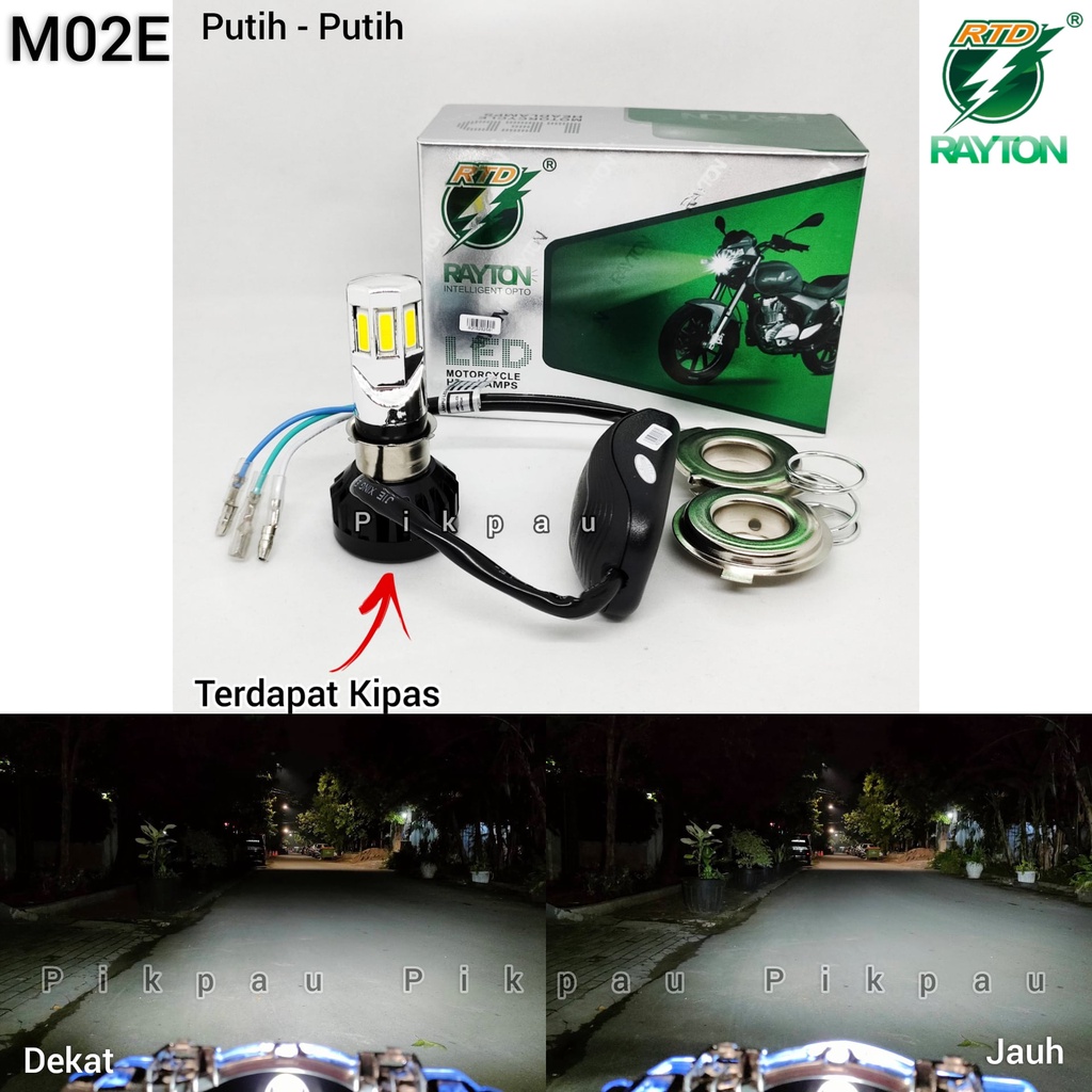 Lampu Utama LED 6 Sisi Original RTD Rayton Grade A H4 H6 HS1 AC DC + Kipas Headlamp High Quality Putih Putih