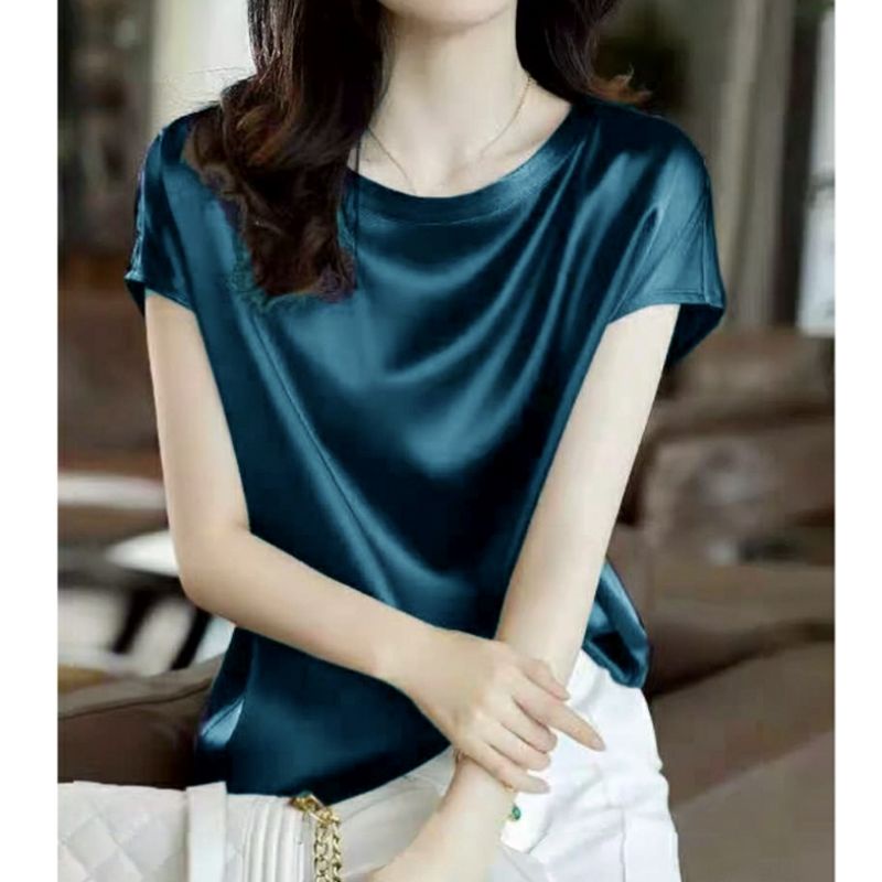 MDLV ~ 3930 Marshally Satin Batwing Top Women Batwing Top satin Premium Atasan Batwing Satin Atasan Satin Premium Atasan Satin Import Atasan Lengan Pendek Blouse Satin Blouse Premium Fashion Import