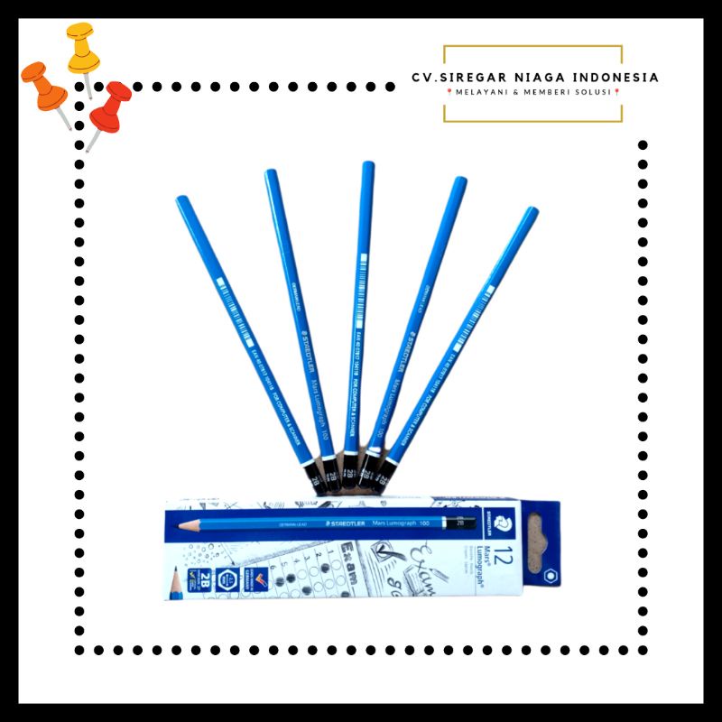 

(1 Pcs) Pensil 2B Staedtler / Pencil Kayu For Computer Steadler Mars Lumograph Germany Alat Tulis Gambar Ujian ORI Murah Berkualitas