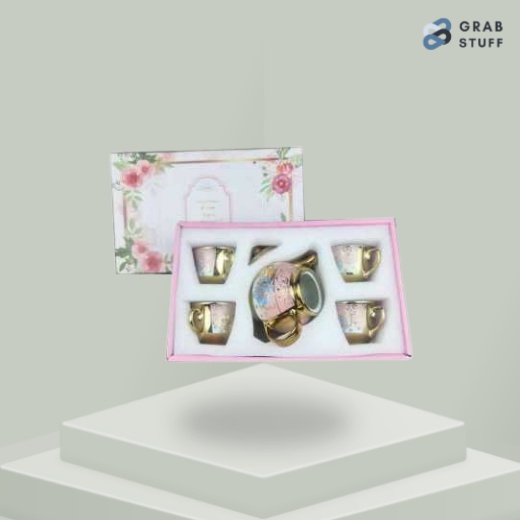 Cangkir Teko Keramik Set 4 Cups 1 Pot European Style / Cangkir Teko Keramik Set 4 Cangkir Murah Moti