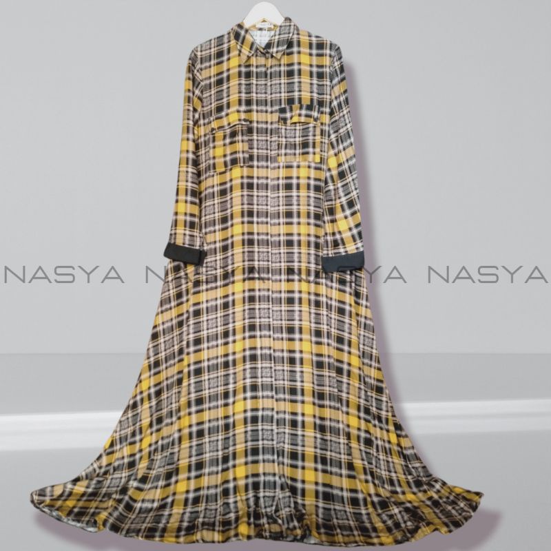 Tartan Abaya - mustard