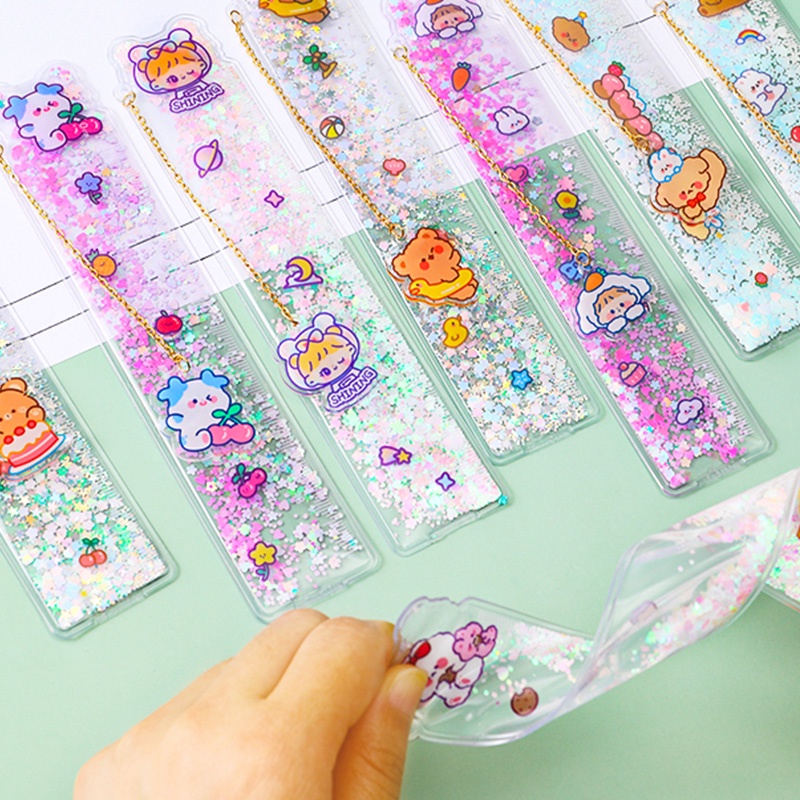 Cartoon Quicksand Soft Ruler with Pendant Student Creative Transparent Bookmark