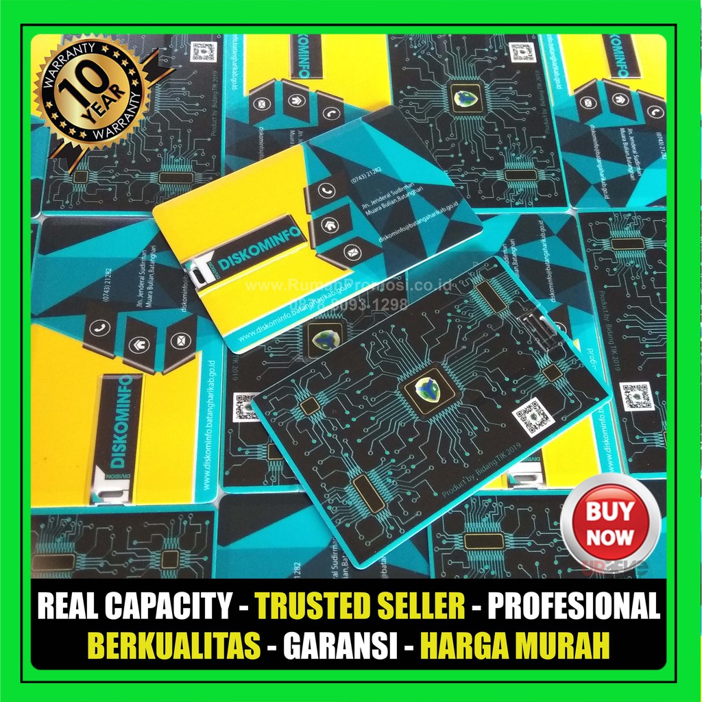 Flashdisk kartu Print Custom Cetak Logo 2 Sisi 4GB Real Capacity Garansi Chip 10 th USB Card Promosi