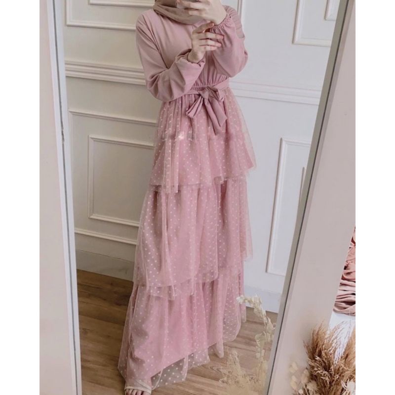 Shafila dress tile dot gamis // delani dress //marbela dress new