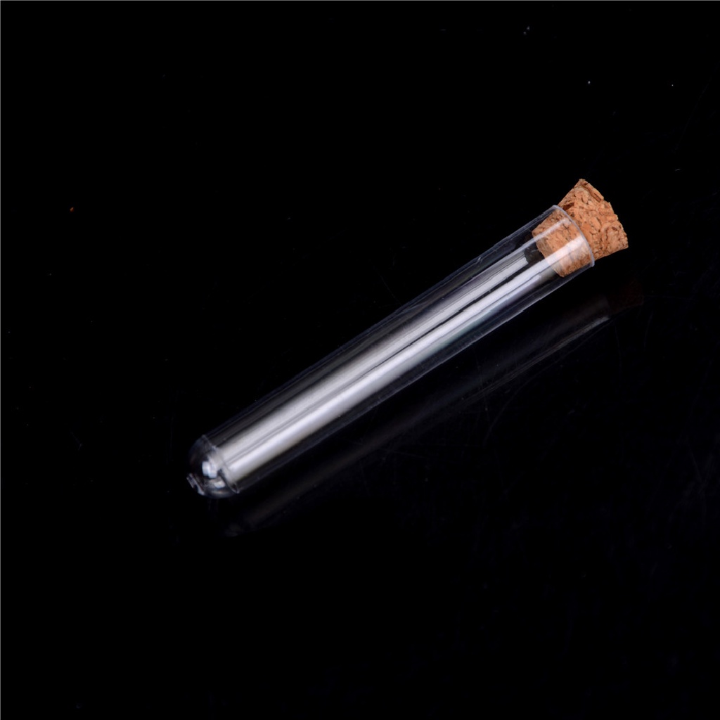 Yescool 10Pcs/lot Plastic Test Tube With Cork Vial Sample Container Bottle .