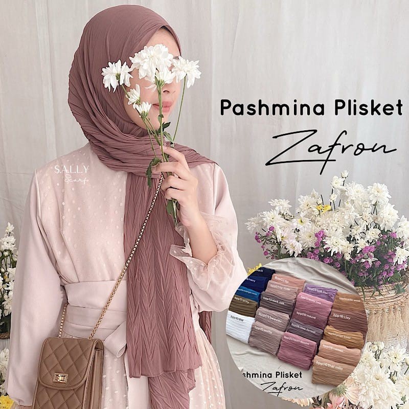 Plisket zafron bebydoll Premium (Ready stock) 180x75 panjang/ pashmina padi