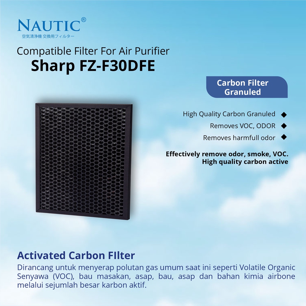 Filter HEPA untuk Air Purifier Sharp FP-GM30Y / FP-JM30Y / FP-J30Y / FP-F30Y / KC-F30Y / Fu-A28 / FZ-F30HFE