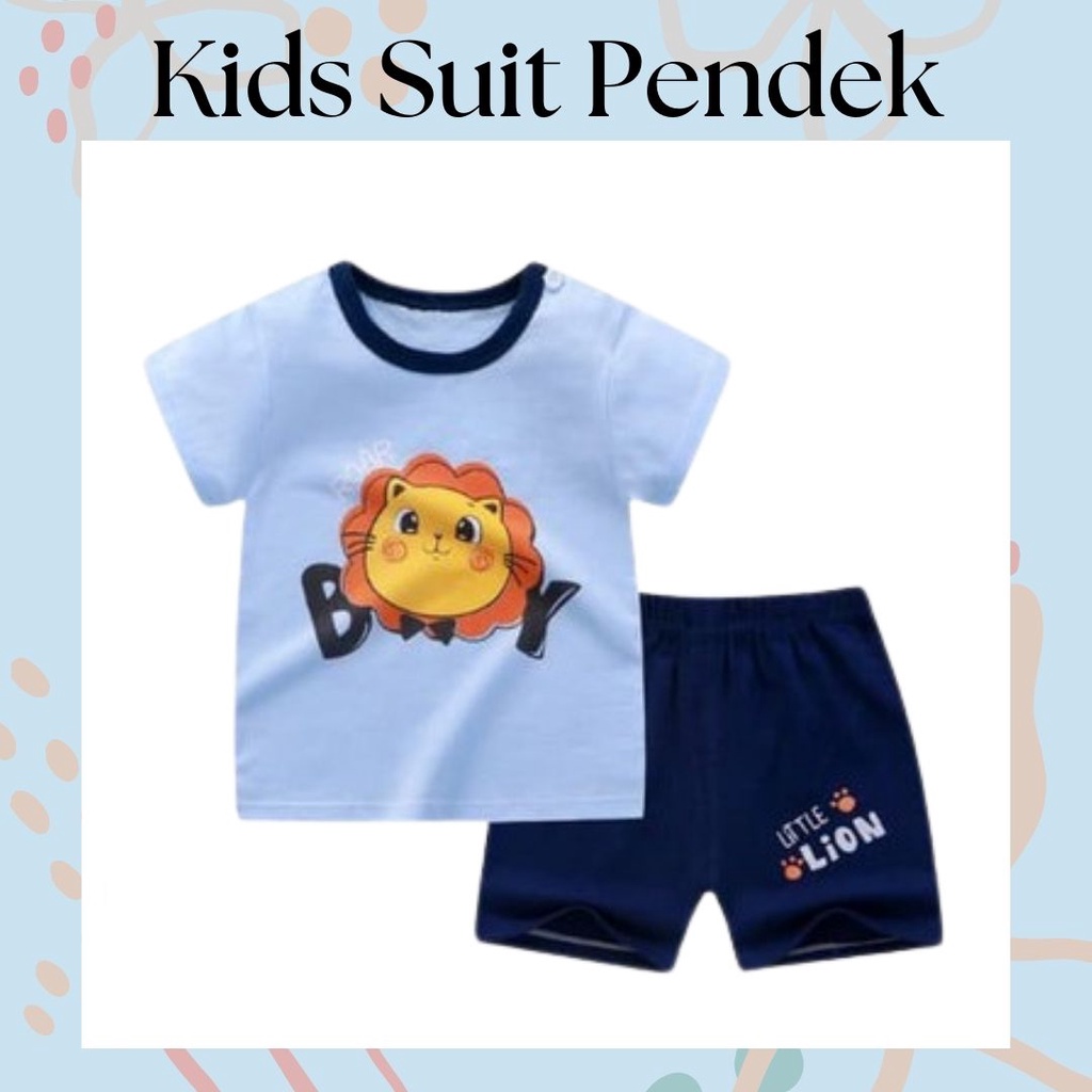 LittleAaron KIDS SUIT PENDEK Setelan Anak Bahan Kaos Lengan + Celana Berkualitas Import ebv cewek new4