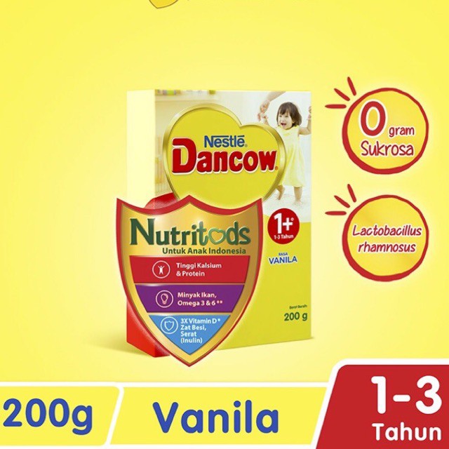 Susu Dancow 1+ (1-3 tahun) Vanila 200 gram Gosend Grab