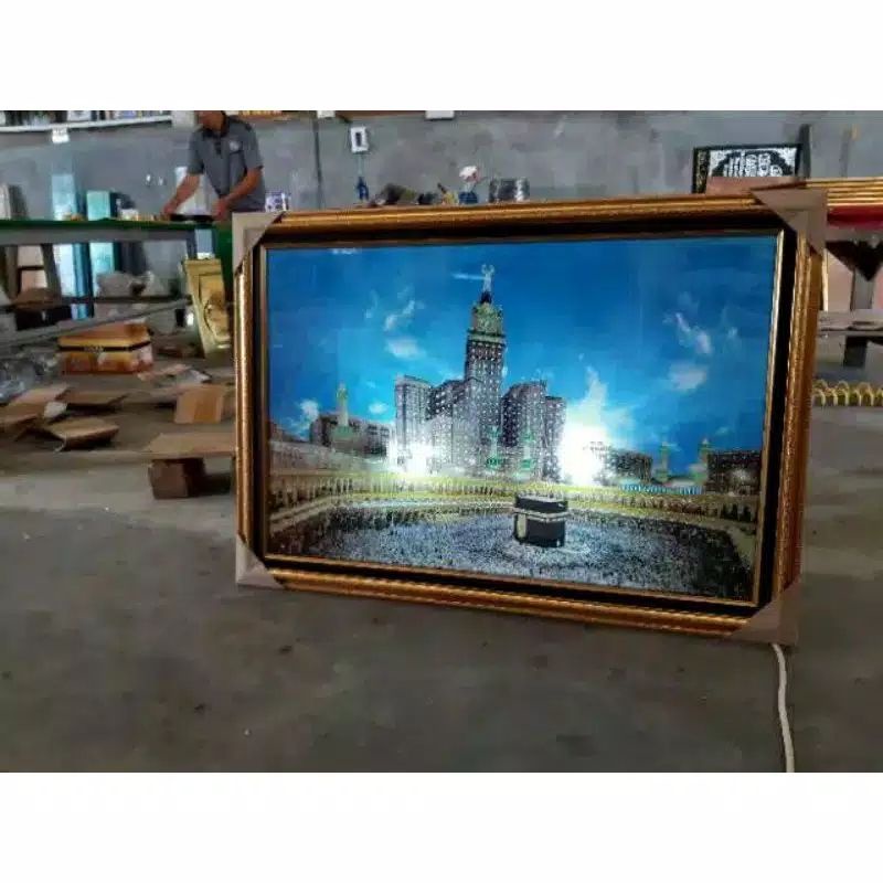 kaligrafi hiasan dinding MAKKAH / KABAH / MAKAH LAMPU + MP3 MUROTAL 30 JUZ