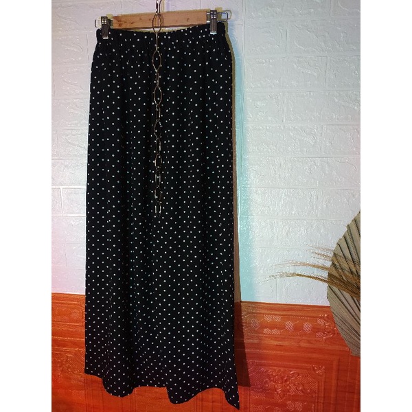 ROK POLKADOT  SKIRT ROK PANJANG WANITA MODEL LONGGAR PINGGANG KARET  KOREA TERBARU TERMURAH PREMIUM-3
